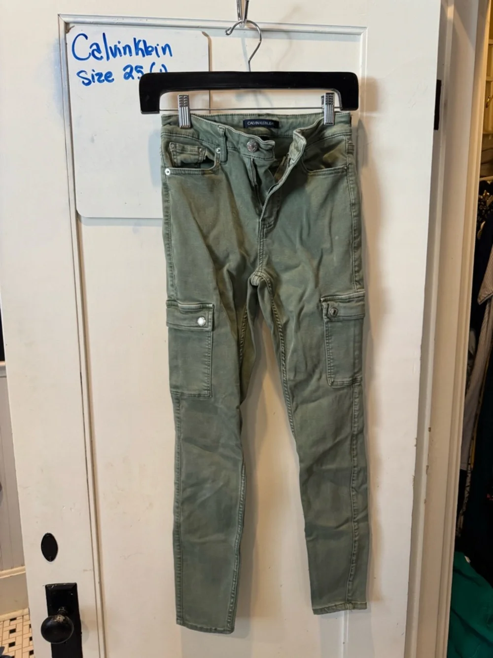 Calvin Klein Olive Green Skinny Cargo Pants